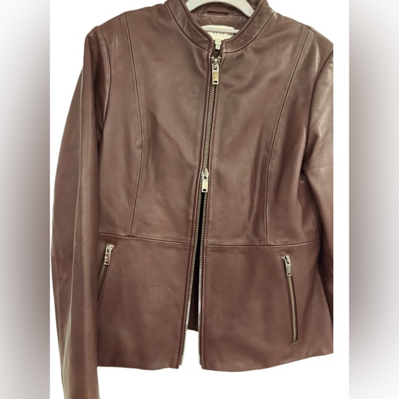 Reiss Leather Jacket for Styling Outfits in Eggplant - Picture 4 of 5